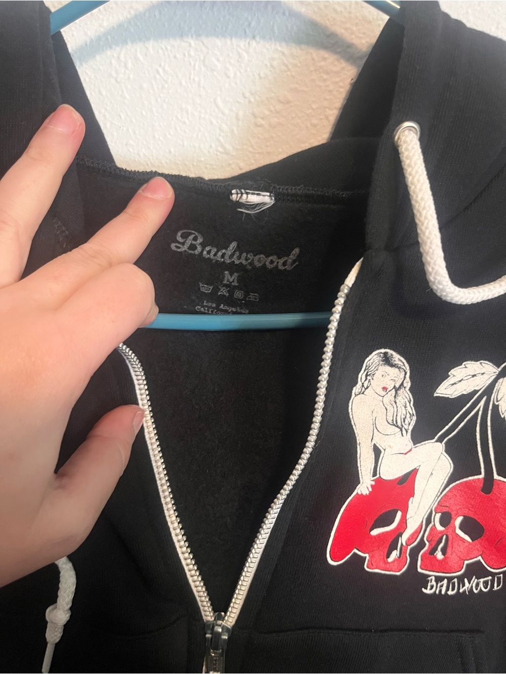 Badwood Black Zip-Up Hoodie Jacket with Graphic